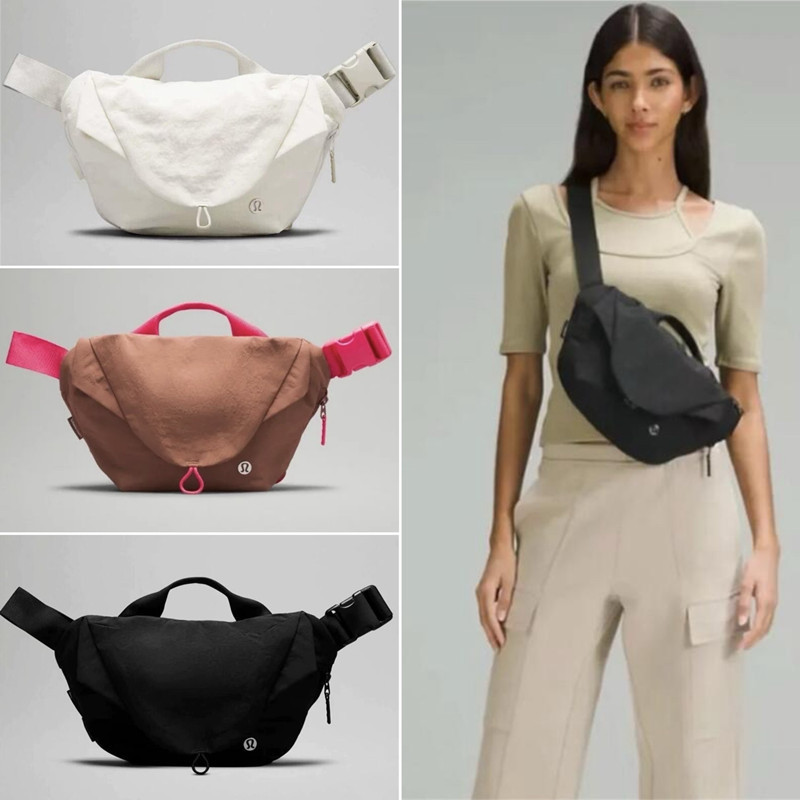 Lululemon magnetic bag sports messenger bag women fitness cycling waist bag nylon dumpling bag shoulder bag