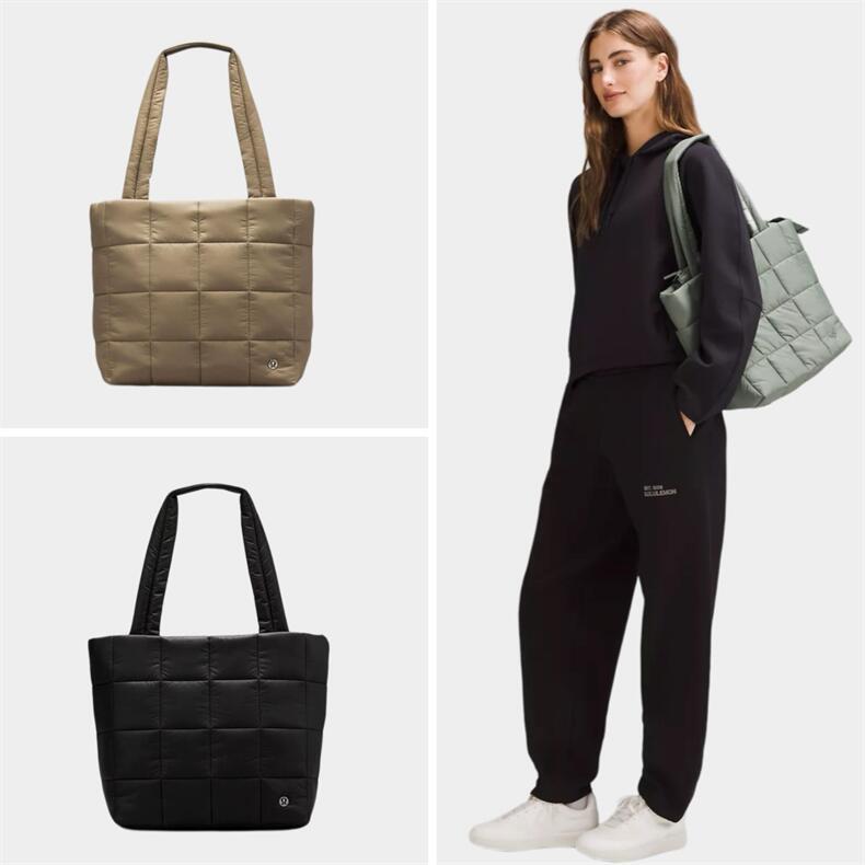 12L Lululemon women's crossbody handbag lulu autumn and winter Quilted Grid soft puff bag large shoulder bag