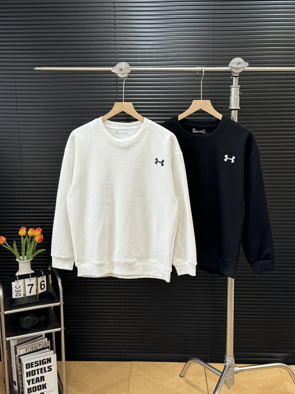 UnderArmour Round Neck Sweatshirt Winter Plus Velvet Basic Embroidered Small Print Couple 
