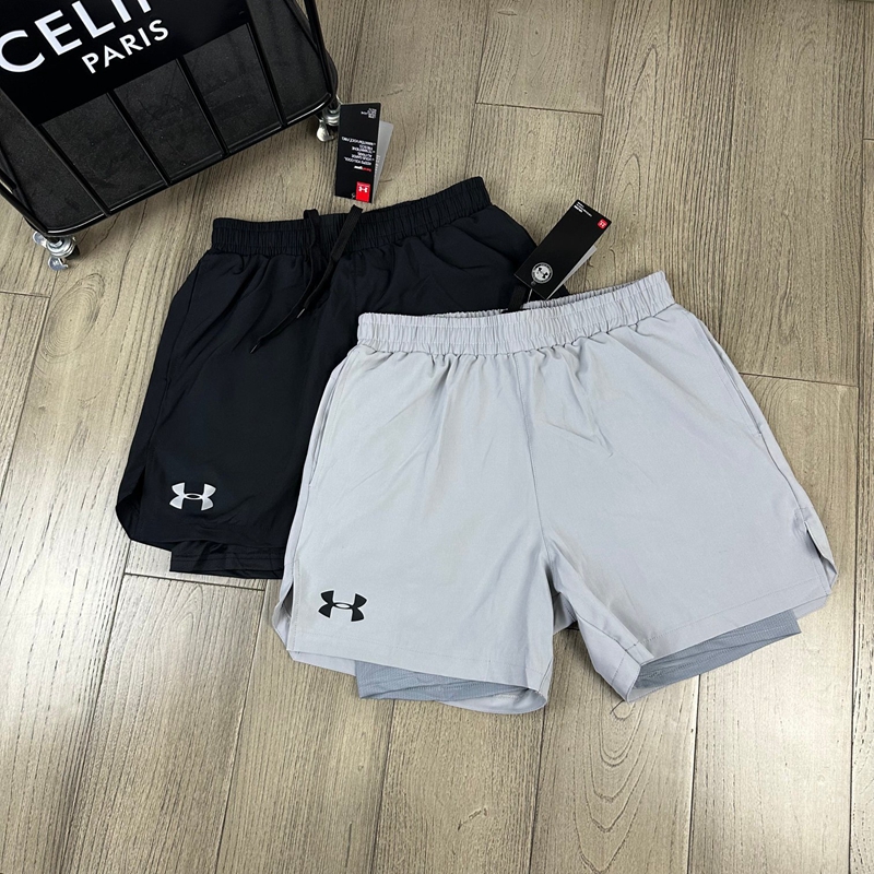 Under Armour  Running Training Fitness Shorts Spring and Summer Launch 2-in-1 Unisex Couple Quick-Drying Fake 2-Piece Sports 3-Piece Quick-Drying Running Shorts, Anti-Exposure Breathable Running Training Fitness Shorts 