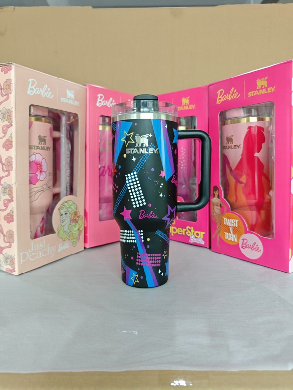 Stanley Original Box Set | Barbie Collection 40oz Tumbler & Ice Cup, Double-Wall Vacuum Insulated, Straw Lid (Hot/Cold 12H) Limited Edition Gift Set
