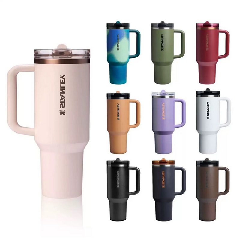 Stanley's new Messi Stanley 40oz third generation new leak-proof folding straw lid 40oz Ice Cup Thermos Cup Big Mac PRO Car Cup