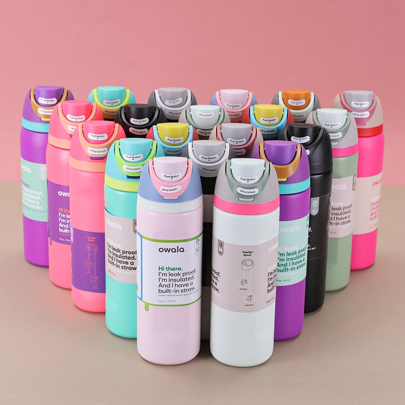 Owala same style stainless steel thermos cup outdoor portable portable sports water bottle large capacity straw space kettle fruit cup 