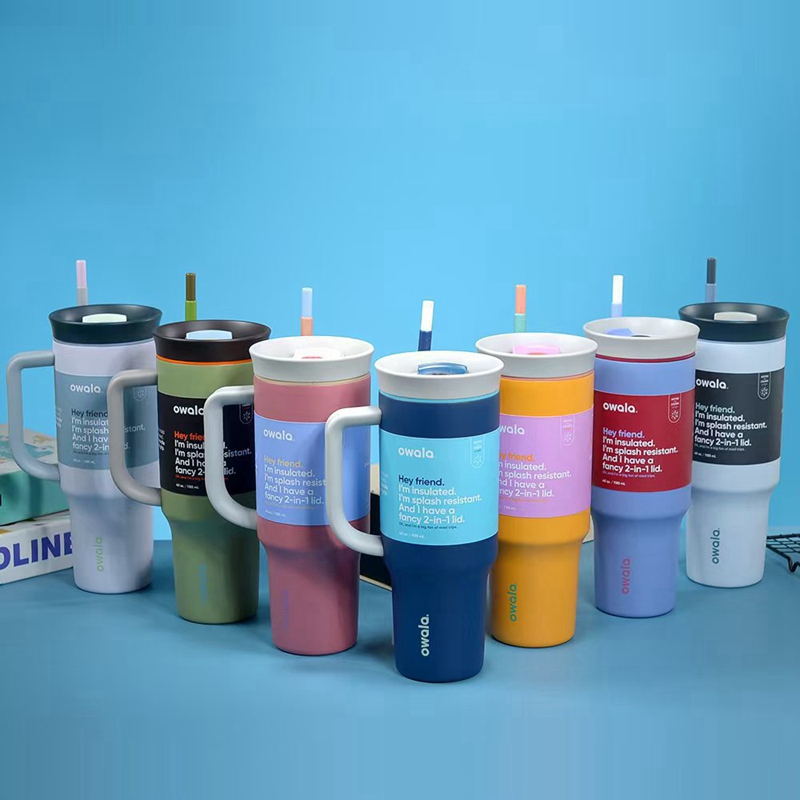 Owala double-layer vacuum insulated cup 40oz car cup outdoor sports fitness car hot and cold straw water