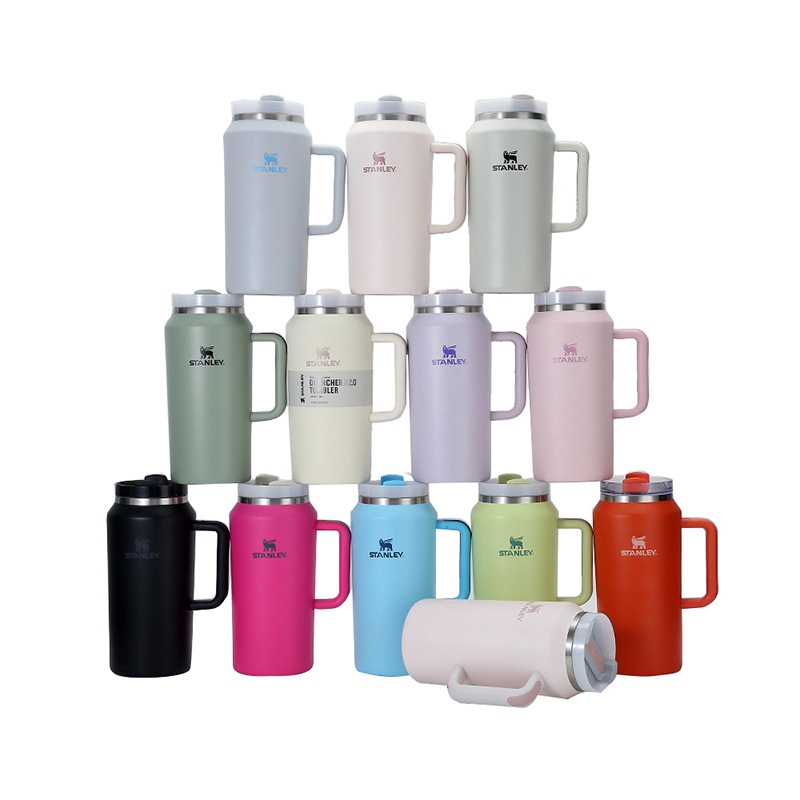 Stanley stainless steel thermos cup handle 64oz ice cup vacuum large capacity with straw car cup 