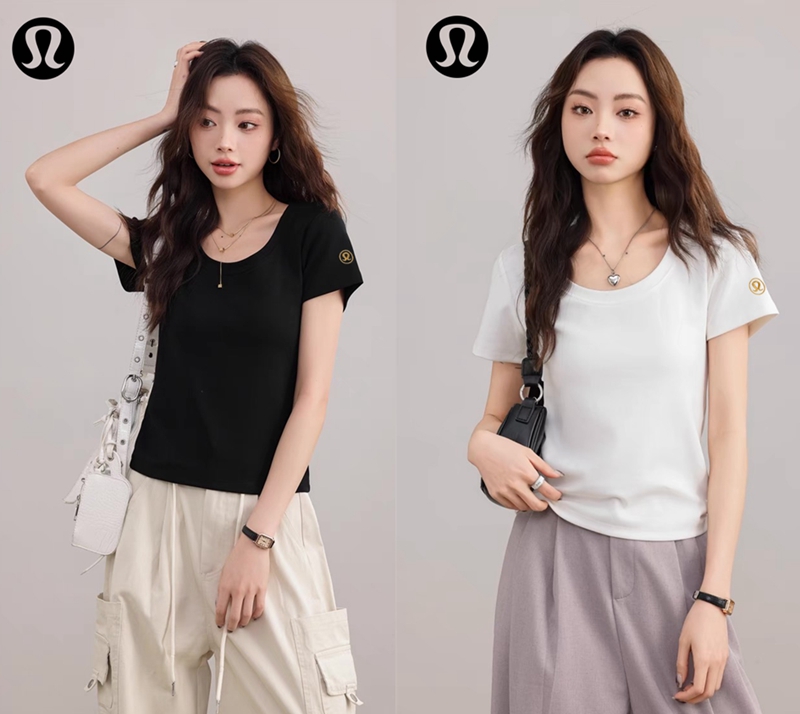 lululemon 2025 Summer New Women's Combed Cotton Breathable Round Neck Short-Sleeved T-shirt